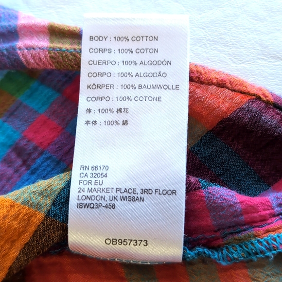 Maeve by Anthropology Colorful Plaid 100% Cotton Button Front Top Size S - Picture 4 of 8